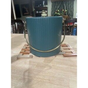 Vintage Kraftware Mid Century Modern Green Vinyl Bar Ice Bucket